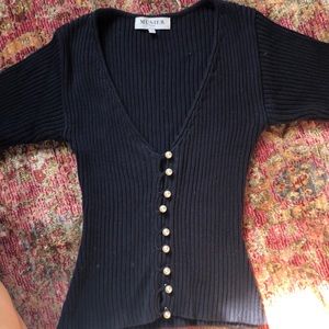 Musier Navy Pearl Cardigan